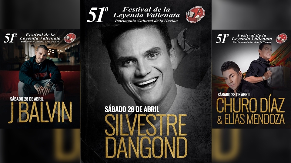 Silvestre Dangond y J. Balvin en concierto del Festival Vallenato