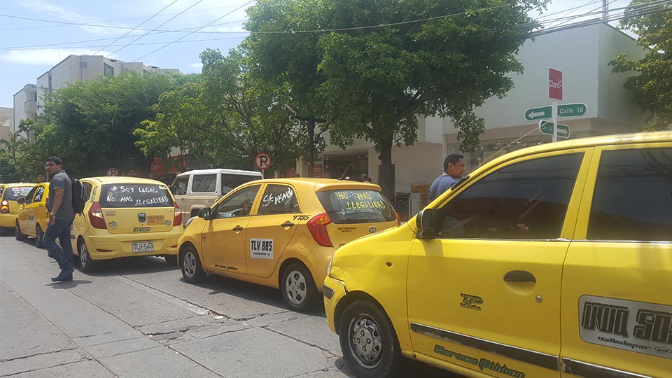 Taxistas de Valledupar realizan nueva protesta contra la ilegalidad